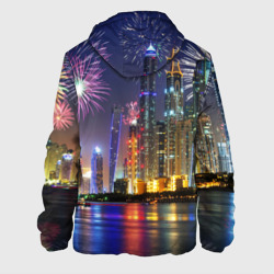 Куртка с принтом Салют в Дубае для женщины, вид сзади №1. Цвет основы: белый