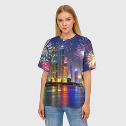 Женская футболка oversize 3D Салют в Дубае - фото 2