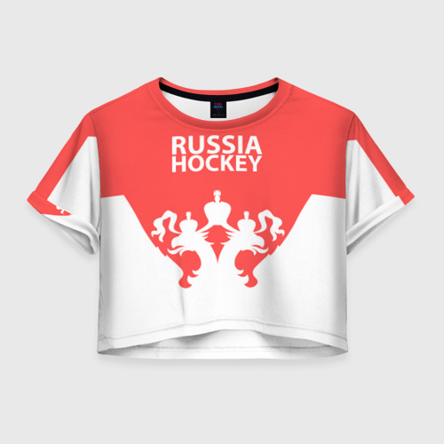 Женская футболка Crop-top 3D Russia Hockey, цвет 3D печать