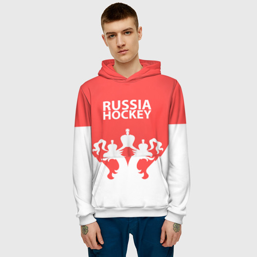 Мужская толстовка 3D Russia Hockey, цвет белый - фото 3