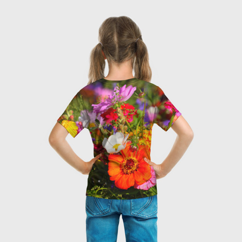 Детская футболка 3D Цветы, цвет 3D печать - фото 6