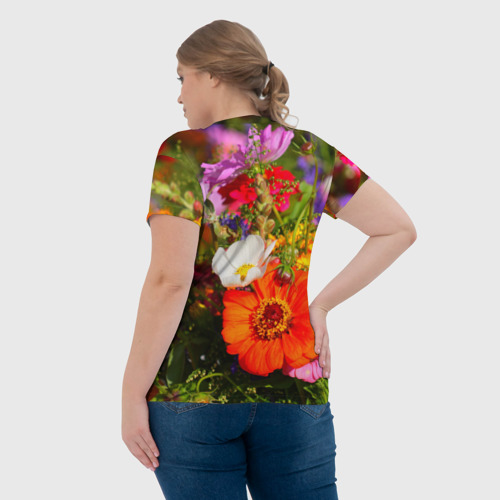 Женская футболка 3D Цветы, цвет 3D печать - фото 7