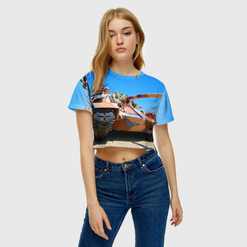 Женская футболка Crop-top 3D Танк м-48 - фото 4