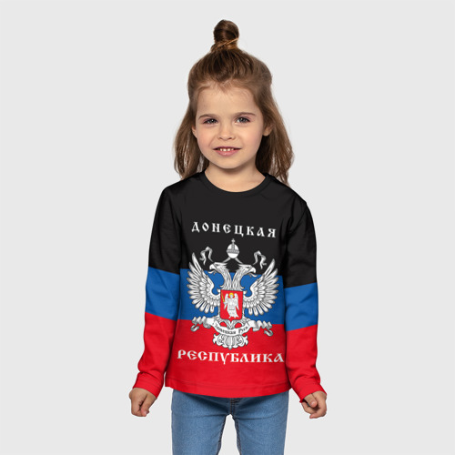 Детский лонгслив 3D с принтом Донецкая народная республика, вид сбоку #3