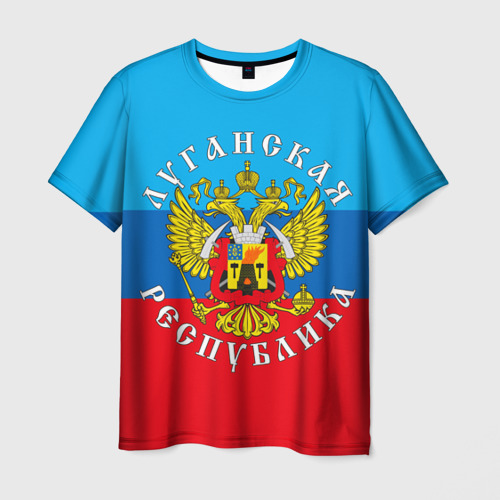 Мужская футболка с принтом Луганская республика, вид спереди №1