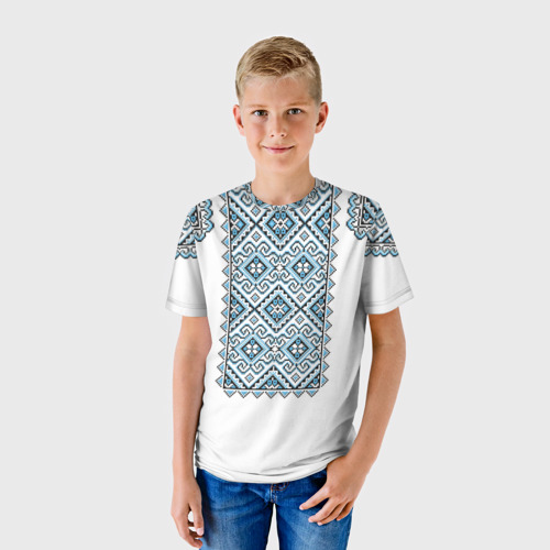Детская футболка 3D Вышиванка  узор геометрический, цвет 3D печать - фото 3