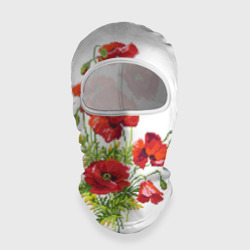 Балаклава 3D Вышиванка  маки на белом