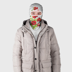 Балаклава 3D Вышиванка  маки на белом - фото 2