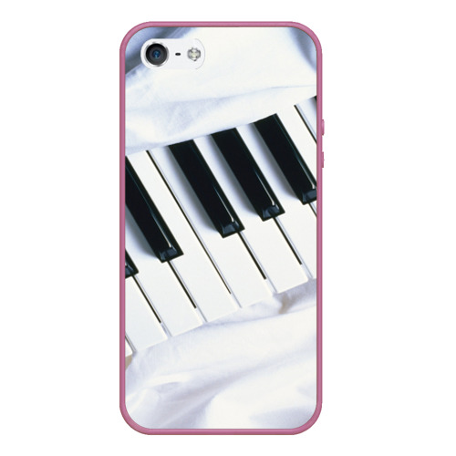 Чехол для iPhone 5/5S матовый Клавиши, цвет розовый