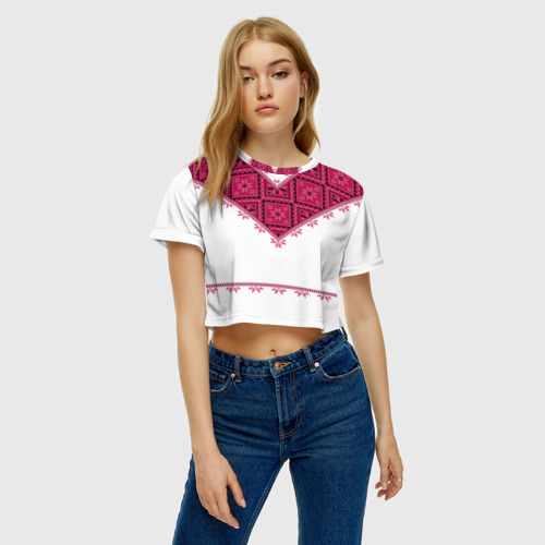 Женская футболка Crop-top 3D Вышивка 35, цвет 3D печать - фото 3