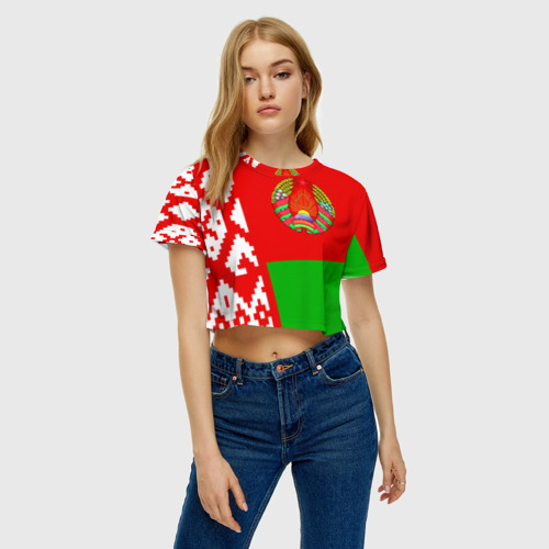 Женская футболка Crop-top 3D Беларусь 2 - фото 3