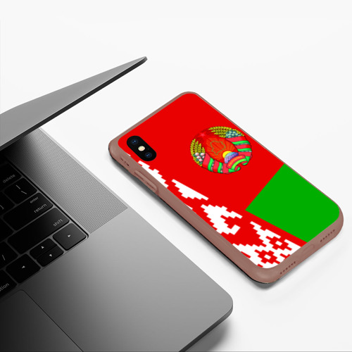 Чехол для iPhone XS Max матовый Беларусь 2, цвет коричневый - фото 5