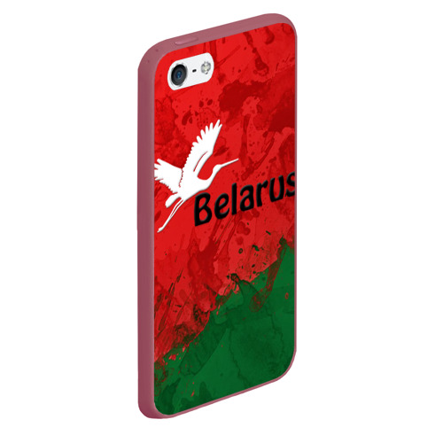 Чехол для iPhone 5/5S матовый Belarus 2, цвет малиновый - фото 3