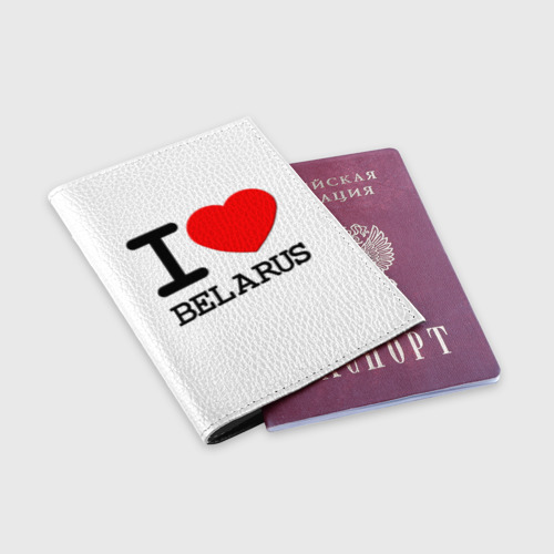 Обложка для паспорта матовая кожа Люблю Беларусь 3, цвет черный - фото 3