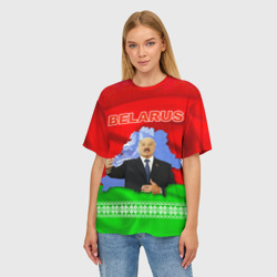 Женская футболка oversize 3D Беларусь - Александр Лукашенко - фото 2