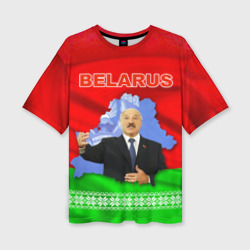 Женская футболка oversize 3D Беларусь - Александр Лукашенко