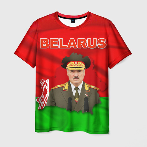 Мужская футболка с принтом Александр Лукашенко — Беларусь, вид спереди №1