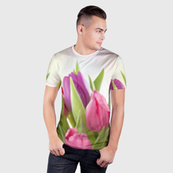 Мужская футболка 3D Slim Тюльпаны - фото 2