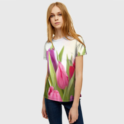 Женская футболка 3D Тюльпаны - фото 2