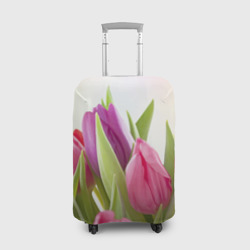 Чехол для чемодана 3D Тюльпаны