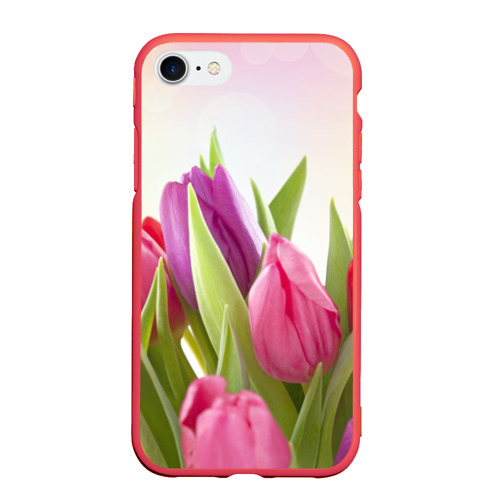 Чехол для iPhone 7/8 матовый Тюльпаны