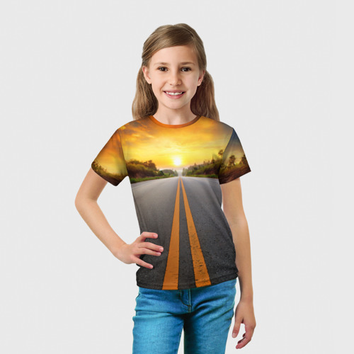 Детская футболка 3D Дорога в закат, цвет 3D печать - фото 5