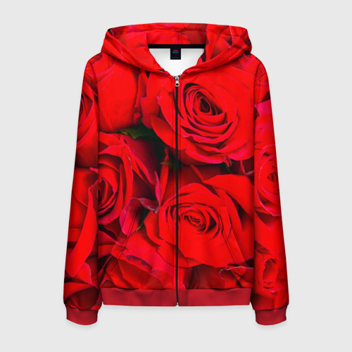 Мужская толстовка 3D на молнии Розы, цвет красный
