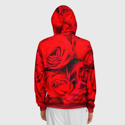 Мужская толстовка 3D на молнии Розы, цвет красный - фото 4