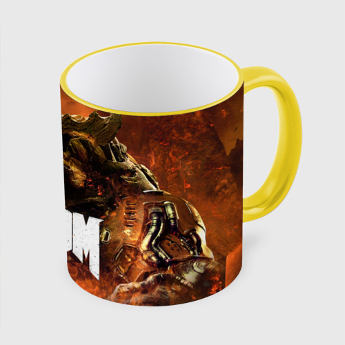 Кружка с полной запечаткой Doom 4 Hell Cyberdemon, цвет Кант желтый - фото 3