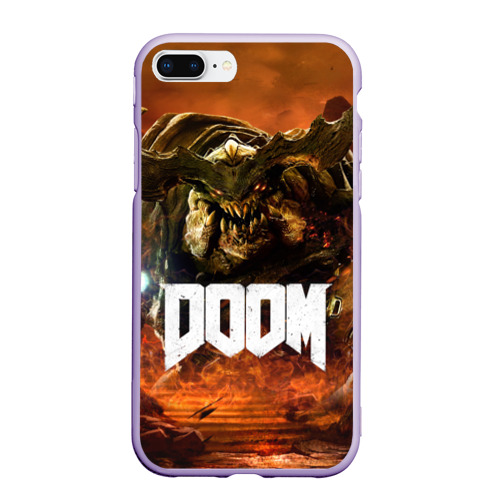 Чехол для iPhone 7Plus/8 Plus матовый Doom 4 Hell Cyberdemon, цвет светло-сиреневый