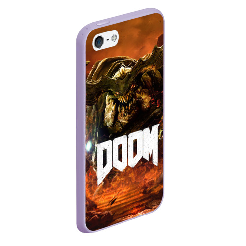 Чехол для iPhone 5/5S матовый Doom 4 Hell Cyberdemon, цвет светло-сиреневый - фото 3