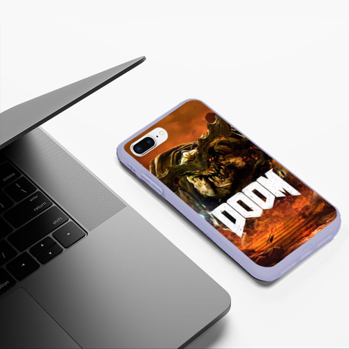 Чехол для iPhone 7Plus/8 Plus матовый Doom 4 Hell Cyberdemon, цвет светло-сиреневый - фото 5