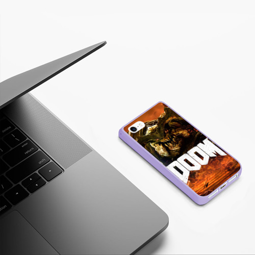 Чехол для iPhone 5/5S матовый Doom 4 Hell Cyberdemon, цвет светло-сиреневый - фото 5