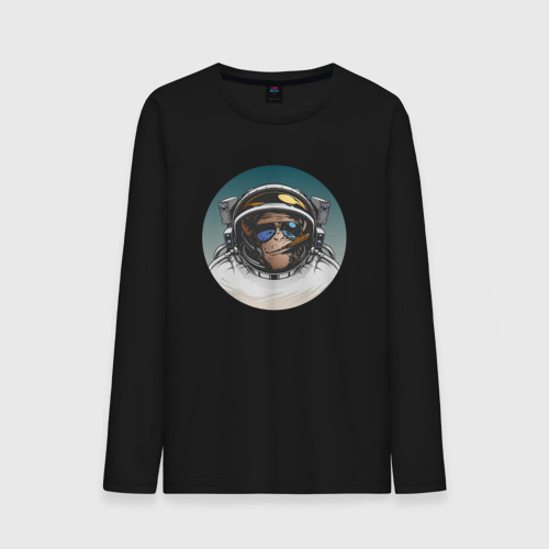 Мужской лонгслив хлопок Космонавт 6.6, цвет черный