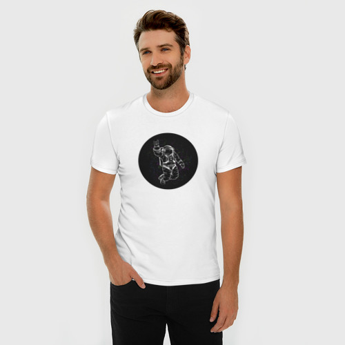 Мужская футболка хлопок Slim Космонавт 9.9, цвет белый - фото 3