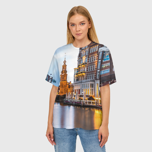 Женская футболка oversize 3D Амстердам, цвет 3D печать - фото 3