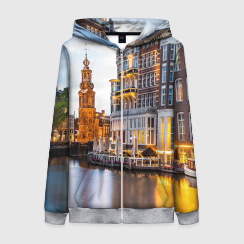 Женская толстовка 3D на молнии Амстердам, цвет меланж