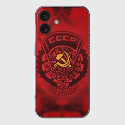 Чехол для iPhone 16 силиконовый с защитой камеры СССР - первый герб