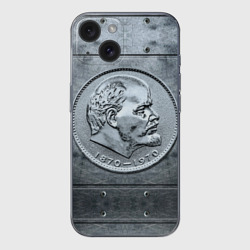 Чехол для iPhone 15 силиконовый с защитой камеры Советский железный рубль - юбилейный