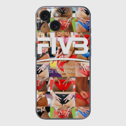Чехол для iPhone 15 силиконовый с защитой камеры Волейбол скрытые знаки FIVB