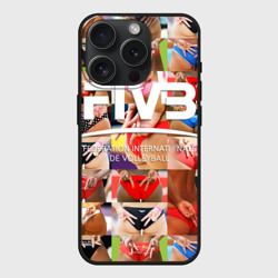 Чехол силиконовый для Apple iPhone 15 Pro Мax матовый Волейбол  скрытые знаки FIVB