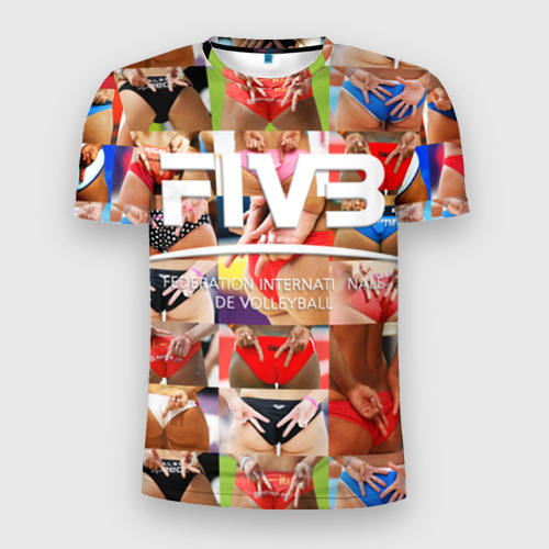 Мужская футболка 3D Slim Волейбол  скрытые знаки FIVB, цвет 3D печать