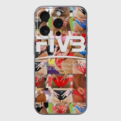 Чехол для iPhone 15 Pro Max силиконовый с защитой камеры Волейбол  скрытые знаки FIVB