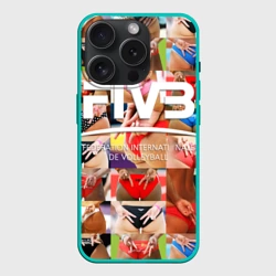 Чехол силиконовый для Apple iPhone 15 Pro матовый Волейбол  скрытые знаки FIVB