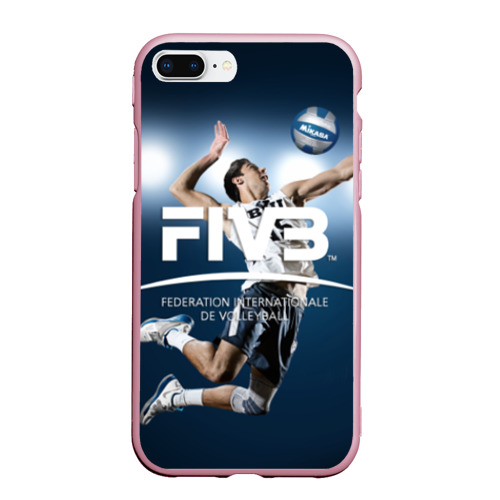 Чехол для iPhone 7Plus/8 Plus матовый Волейбол FIVB, цвет розовый