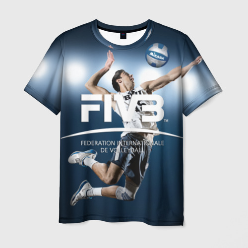Мужская футболка с принтом Волейбол FIVB, вид спереди №1