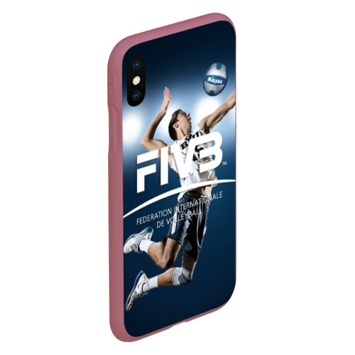 Чехол для iPhone XS Max матовый Волейбол FIVB, цвет малиновый - фото 3