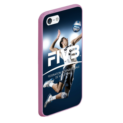 Чехол для iPhone 5/5S матовый Волейбол FIVB, цвет розовый - фото 3