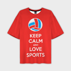 Мужская футболка oversize 3D Keep calm and love sports