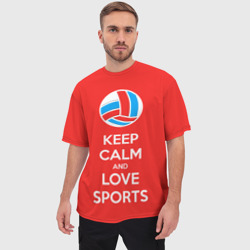 Мужская футболка oversize 3D Keep calm and love sports - фото 2